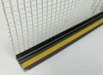 Профиль примыкания оконный с сеткой Графитовый RAL-7024 ПВХ 6 мм 2,4 м самоклеящийся